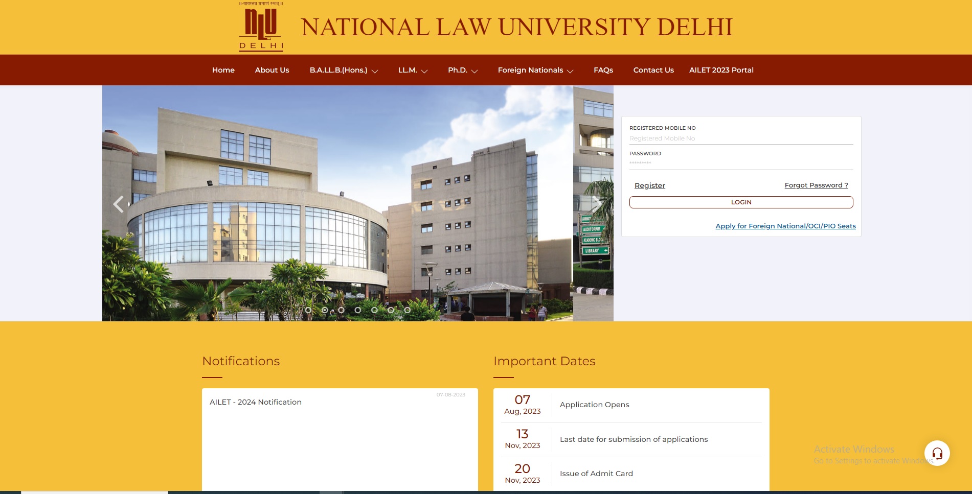 National Law University Delhi All India Law Entrance Test (AILET) 2024