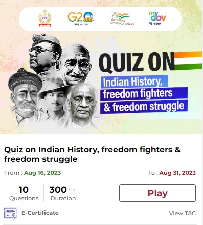 Quiz on Indian History, Freedom Fighters & Freedom Struggle